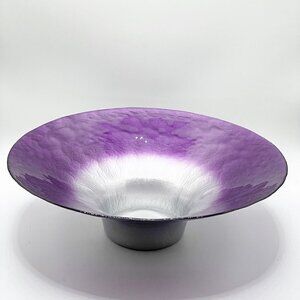 NWT Rare Vintage Portmeirion Dusk Pearlescent 13.5" Flare Aubergine Silver Bowl